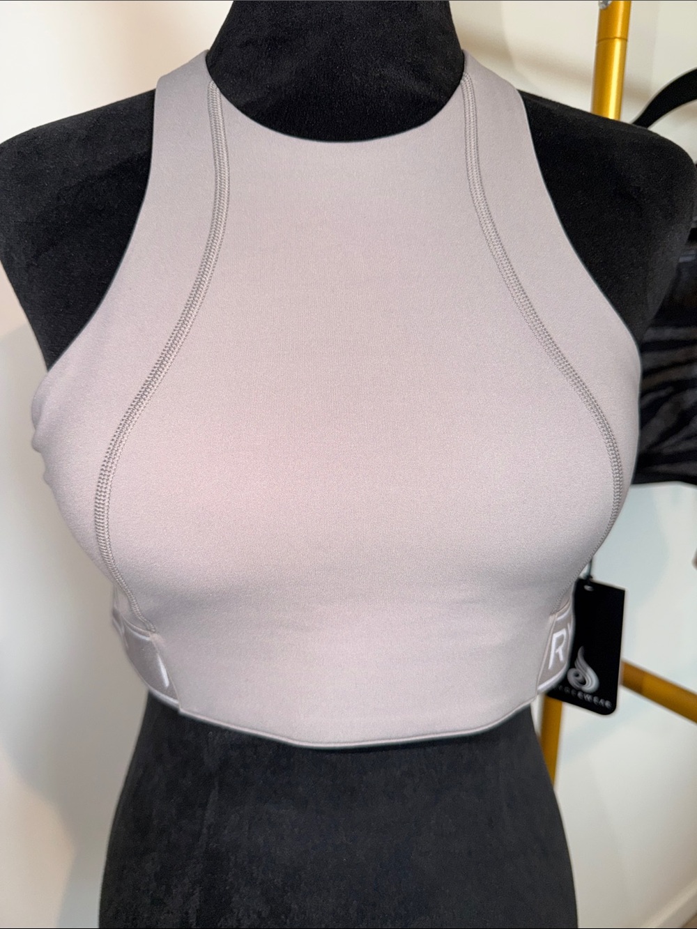 Ryderwear Seamless High-Neck Crop Sports Bra - Light Gray